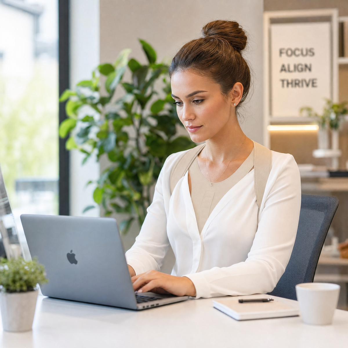 Correcteur de posture AlignFlex Pro porté au quotidien, maintien du dos
